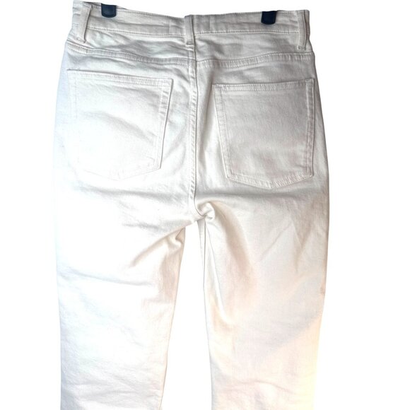 ZARA Womens Size 2 Ecru Straight Leg Jeans High Rise Raw Hem Flare - Picture 8 of 13